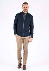 Ludvig stik cardigan med struktur i navy