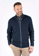 Ludvig stik cardigan med struktur i navy