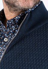 Ludvig stik cardigan med struktur i navy