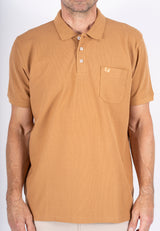 Roger polo med brystlomme i coffeebrown