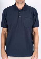 Roger polo med brystlomme i navy