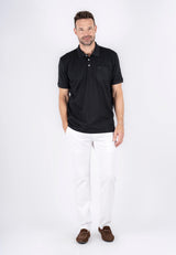 Roger polo med brystlomme i sort