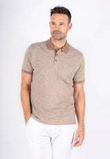 Avelon stribet polo med brystlomme I light sand