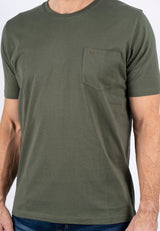 Jack ensfarvet tee med brystlomme i army