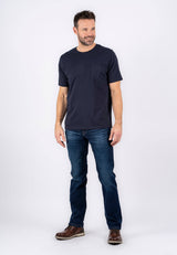 Jack ensfarvet tee med brystlomme i navy