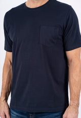 Jack ensfarvet tee med brystlomme i navy