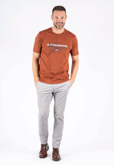 James tee med print i rødbrun