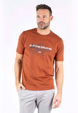 James tee med print i rødbrun