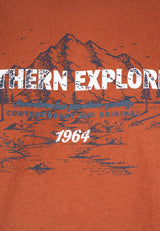 James tee med print i rødbrun