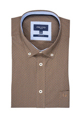 Napoli langærmet printet skjorte i brun