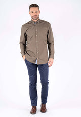 Napoli langærmet printet skjorte i brun