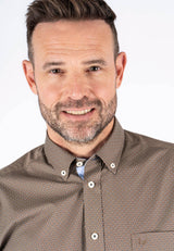 Napoli langærmet printet skjorte i brun