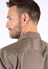 Napoli langærmet printet skjorte i brun