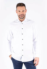 Fellini stretch skjorte med stuktur i hvid