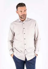 Fellini stretch skjorte med stuktur i lys sand