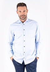 Fellini stretch skjorte med stuktur i lys blå