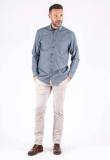 Fellini Stretch skjorte med stuktur i navy