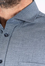 Fellini Stretch skjorte med stuktur i navy