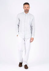 Frey stribe hør skjorte I grøn