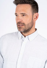 Frey stribe hør skjorte I grøn