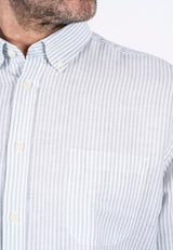 Frey stribe hør skjorte I grøn