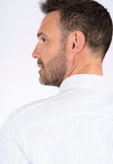 Frey stribe hør skjorte I grøn