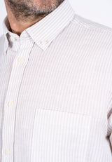 Frey stribe hør skjorte I sand