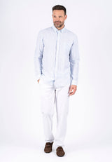 Frey stribe hør skjorte I blå