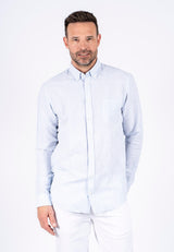 Frey stribe hør skjorte I blå