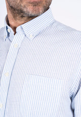 Frey stribe hør skjorte I blå