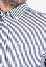 Frey stribe hør skjorte I navy