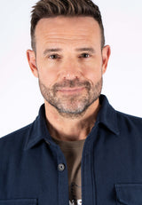 Noland overshirt med foer I navy