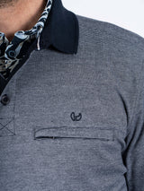 Rai sweat polo, langærmet i navy