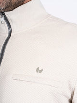 Alf sweat med halfzip i hvid