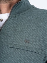 Alf sweat med halfzip I blå grøn