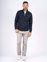 Alf sweat med halfzip I navy