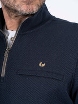 Alf sweat med halfzip I navy