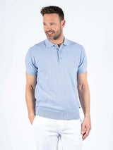 Charly strik polo med tern i lys blå