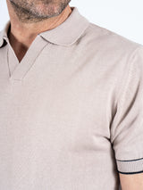 Easher strik polo med rib i lys sand
