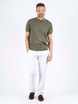 Easher strik polo med rib i armygrøn