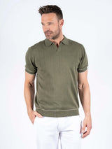 Easher strik polo med rib i armygrøn