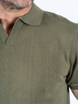 Easher strik polo med rib i armygrøn