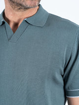 Easher strik polo med rib i blågrøn