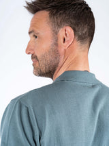 Easher strik polo med rib i blågrøn