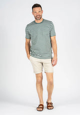 Runner stribet t-shirt I blågrøn/hvid