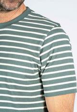 Runner stribet t-shirt I blågrøn/hvid