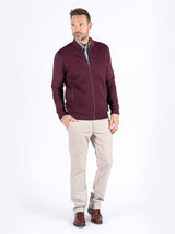 Carlton sweat cardigan I vinrød