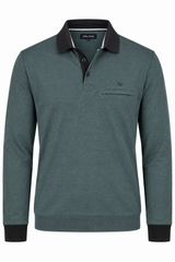 Rai sweat polo, langærmet i blå grøn