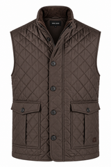 Harald quiltet vest I brun