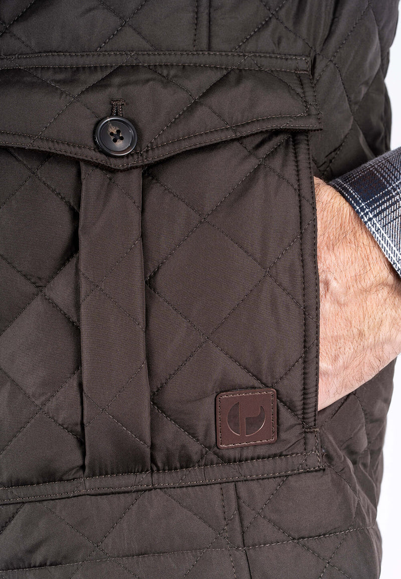 Harald quiltet vest I brun
